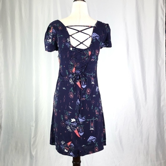 Modcloth sheath dress gnomes mushrooms cottagecore bustier back pockets! XXS - Picture 6 of 12